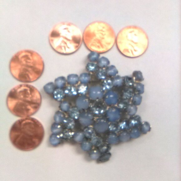 Vintage Blue Moonglow Silver-Tone Brooch - Picture 6 of 6